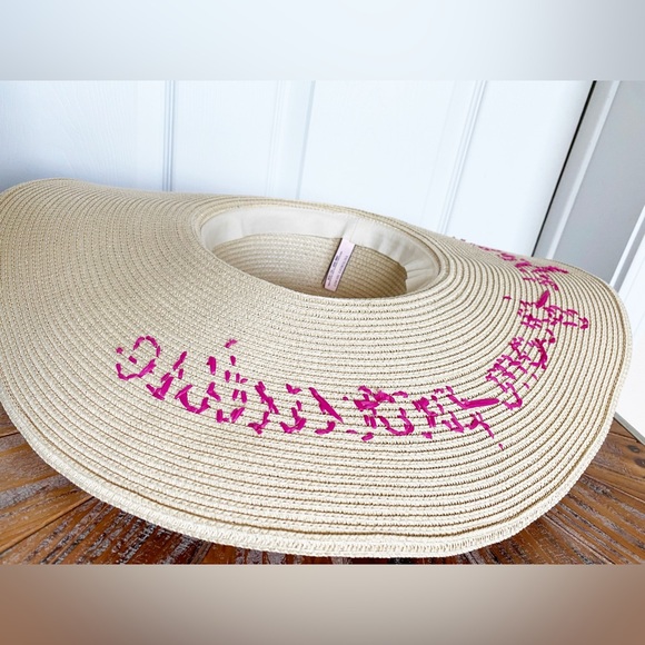 Stylish Tan Sun Hat with Pink Accents Greetings from Paradise - Picture 4 of 4